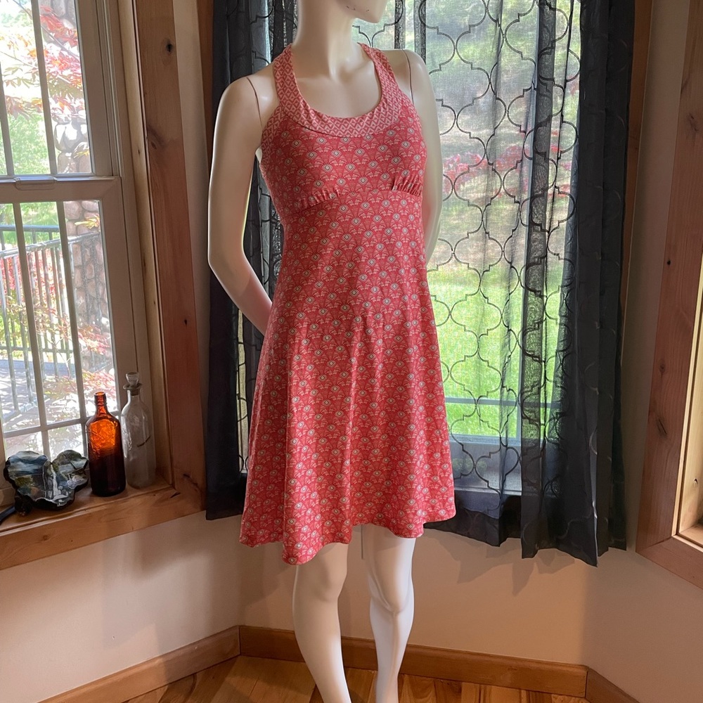 Prana dress peach with geometric shapes